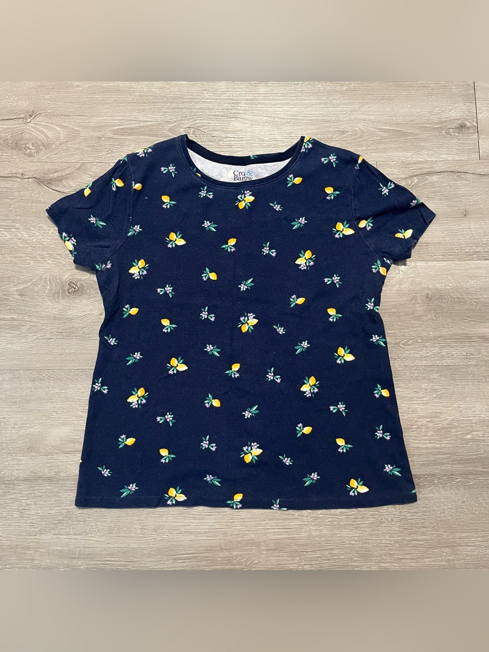 croft & barrow Navy Tee with Yellow Lemon Print